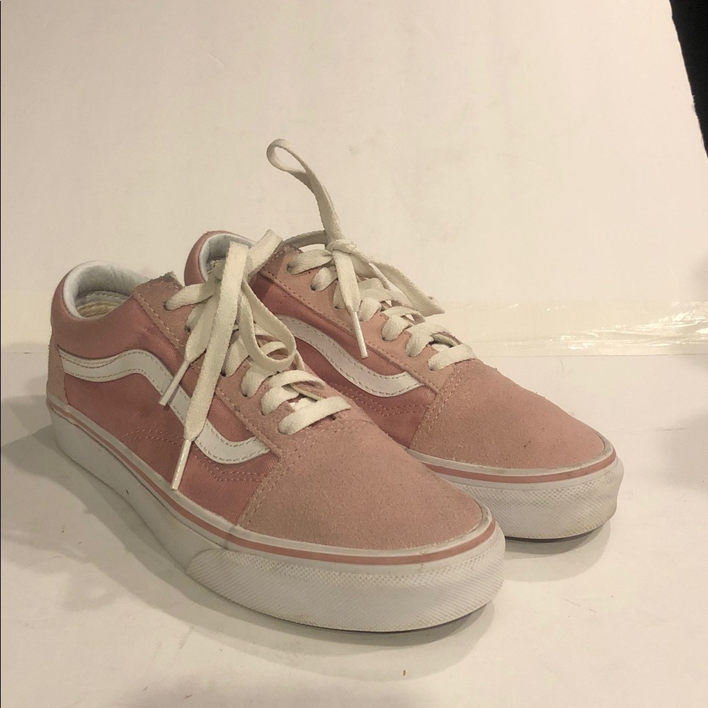 Vans Women's Blush Pink and White Old Skool Skater Sneakers